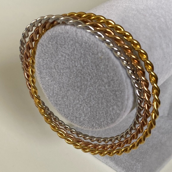 925 Silver handmade connected 3 twisted bangles - Picture 7 of 7